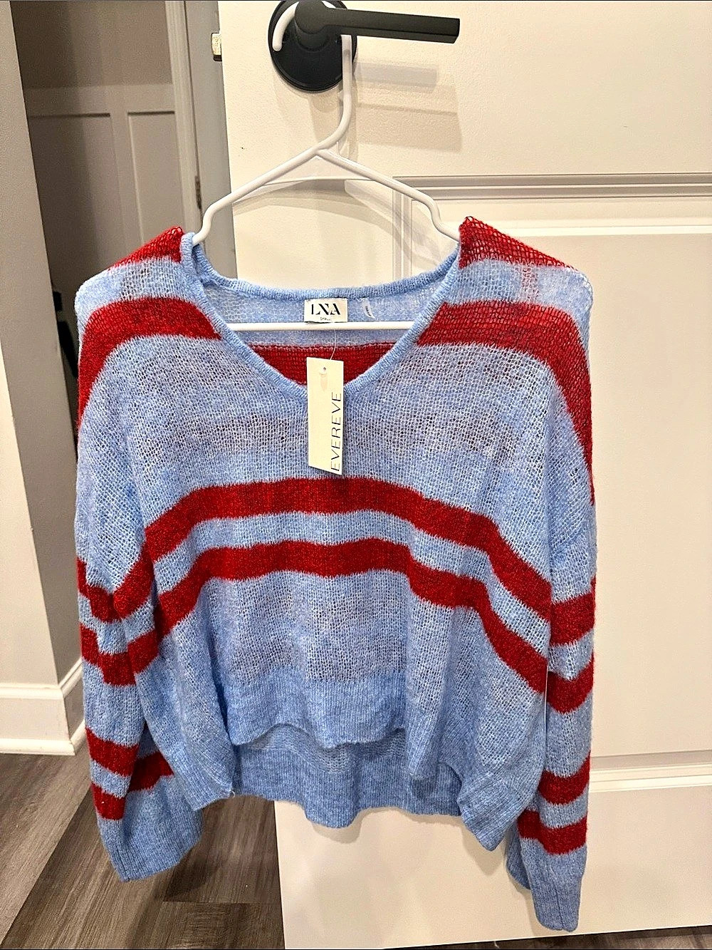 LNA Lucca Stripe Sweater Blue & Red Size Small